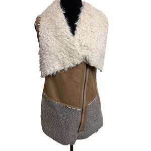 Anthropologie Saturday Sunday Mixed Media Faux Shearling‎ Suede Vest Small